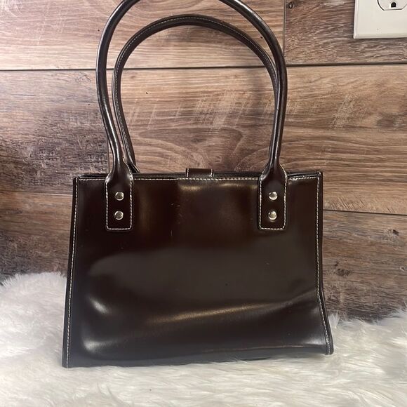 Wilson Leather Satchel Purse, Dark Brown Leather - Picture 1 of 12